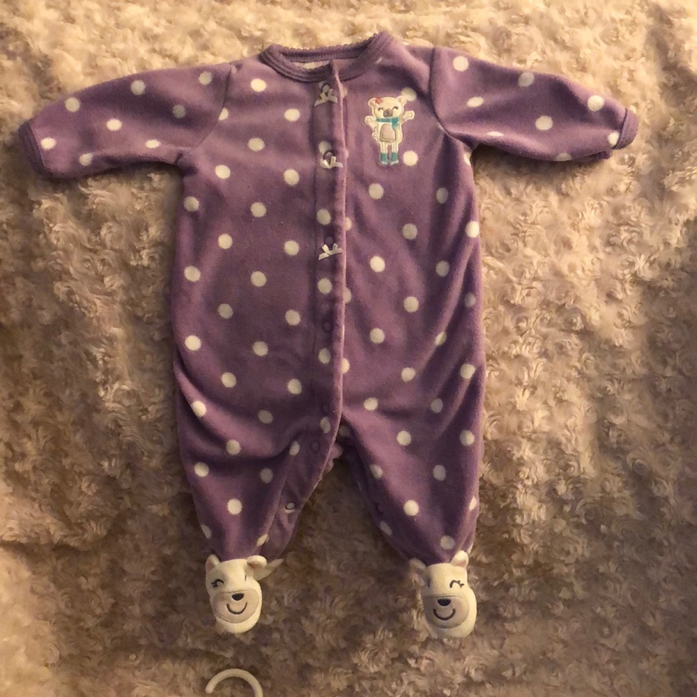 Babygirl NB footed fleece pjs